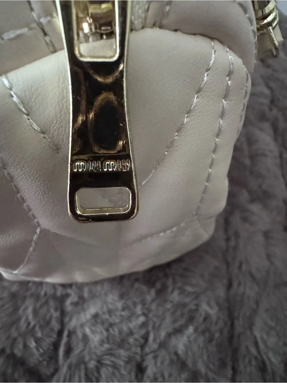 Quilted Cream Satchel with Braided Handles